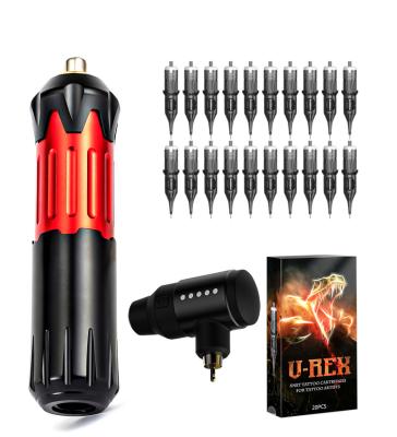 China Aluminum Alloy HI, 20 Cartridges Rotary Professional Wireless Power Kit Switch Tattoo Pen Portable Tattoo Motor Kit for sale