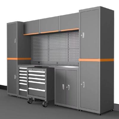 China Workshop Garage Units Steel Large Combination Tool Cabinet Garage Workbench / Metal Furniture for sale