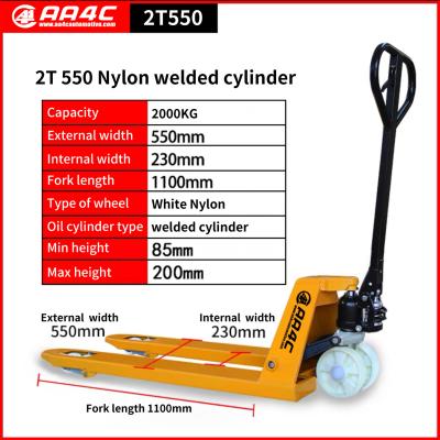 China 2T 550MM Nylon Wheel Complete Cylinder Hand Hydraulic Pallet Truck  Hand Hydraulic Stacker for sale