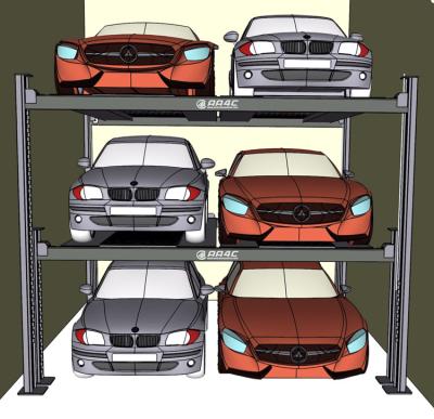 China AA4C Big+small 8 Posts 6 Cars  Parking Lift 2+2 Triple Auto Parking Lift  Auto Parking System Car Storage System for sale