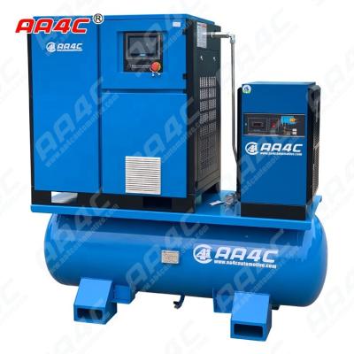 China Cosechadora portátil toda junta de la bomba de aire del compresor de aire del tornillo de AA4C 7.5KW 11KW 15KW 22KW 11kw 15hp con el secador y el tanque del aire en venta