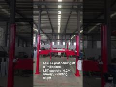 AA4C 4 post parking lift to Philippines 3.5T capacity ,4.2M runway , 2M lifting height