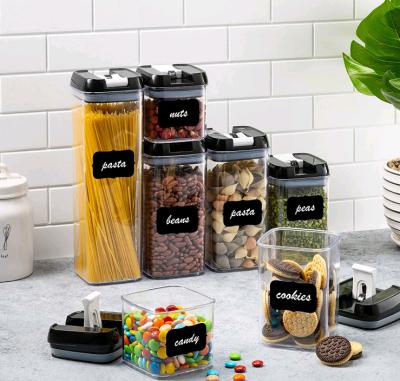 China 7pcs Stocked Sets Airtight Easy Lids Locks BPA Free High Clear Plastic Kitchen Food Storage Containers Set for sale