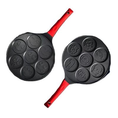 China Stocked Breakfast 7 Hole Cake Fried Oil Frying Non Stick Omelet Pancake Pan for sale