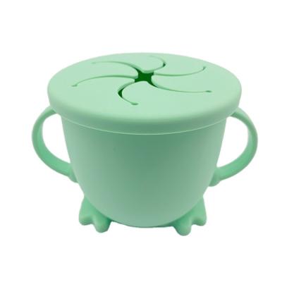 China BPA Free Silicone 200ml Baby Snack Catcher Container Cup With Handle Baby Snack Cup Square for sale