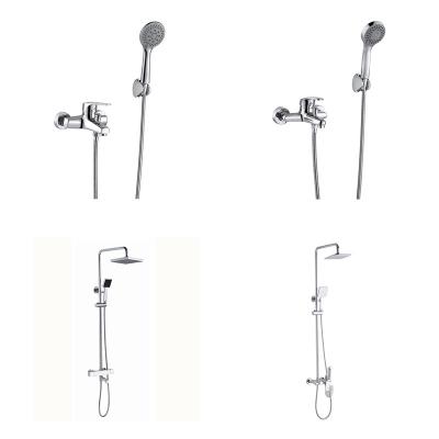 China With 2021 Hot Selling Sliding Bar Sanitary Ware Shower Set All Copper Chrome Plated Booster Spout Shower Set for sale