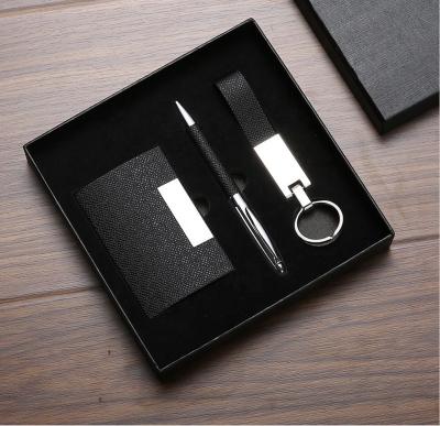 China Wholesale Luxury 3 In 1 Set Boxed Pen And Card Holder Key Chain Business Gift for sale