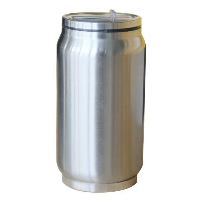 China DOUBLE WALL 350ML 500ML Coke Can With Shake-Up Straw Soda Can With Lid Stainless Steel Cola Shaped Cup for sale