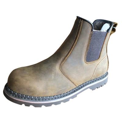 China Crazy Toe Steel Horse Leather No Lace Safety Shoes Mens Welted Goodyear for sale