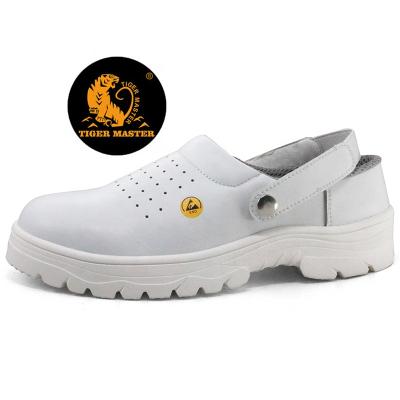 China Anti Slip Resistant Steel Toe ESD Steel Toe White Toe White Oil Abrasion Restaurant Summer Kitchen Breathable Safety Shoes for sale