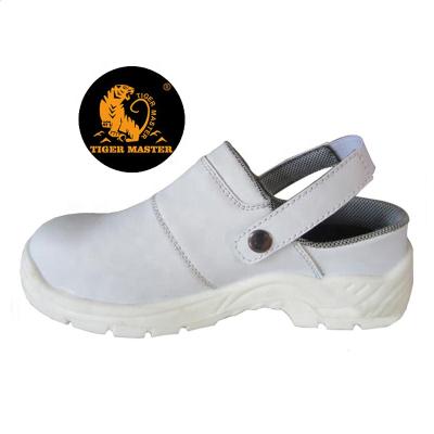 China Steel Toe Slip Resistant White Microfiber Leather Toe Puncture Proof No Lace Leader Summer Sandal Safety Shoes for sale