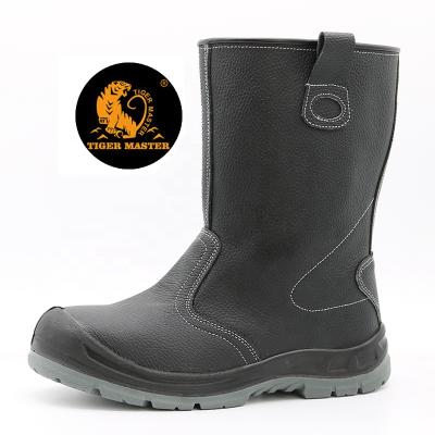 China Steel Rigger Welding Boots Steel Toe Oil Toe Puncture Boots And Steel Plate Black Leather Water Resistant Anti High Slip for sale