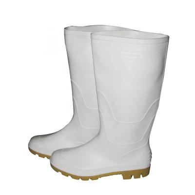 China Food Industry Chemical Anti Slip Resistant Lightweight Waterproof Lightweight Non Slip Safety White PVC Rain Boots for sale