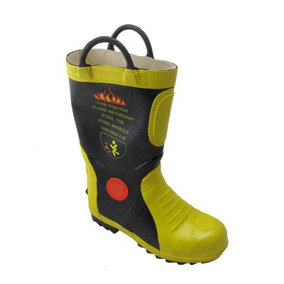 China Fire Fighting Anti Slip Oil Toe Cap Puncture Proof Safety Rubber Acid Resistant Steel Boots For Firefighters for sale