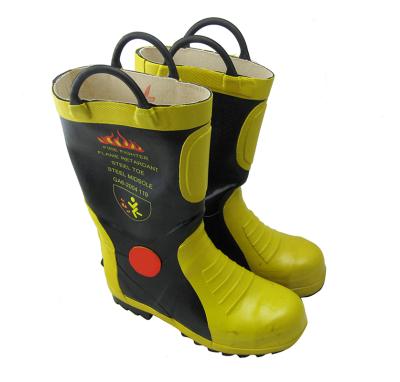 China Fire Fighting CE Steel Toe And Mid Sole Steel Firefighter Waterproof Boots Oil Resistant Chemical Fire Fighting Rubber Boots for sale