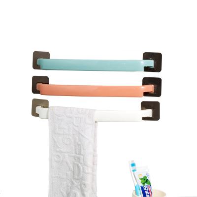 China Modern Bathroom Storage Shelves Towel Hanging Rod Holder Wall Mounted Plastic Towel Rack for sale