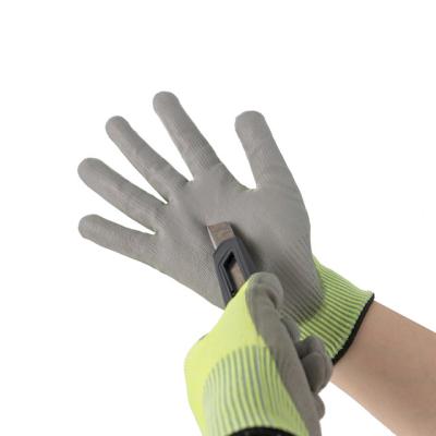 China HPPE Anti-Cut Level A5 Anti-Slip Protection Safety Work Cut Resistant Gloves With PU Coated Palm for sale