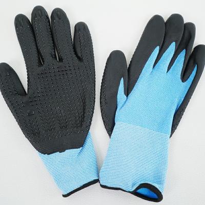 China Nylon Nitrile Coated Coating Foam Gardening Working Gloves With Dotting Grip Anti Slip Abrasion Resistant Oil Resistant Great Performance for sale