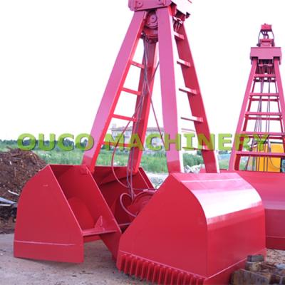 China 5cbm rode Kleur Mechanisch BV Crane Grab Bucket Te koop