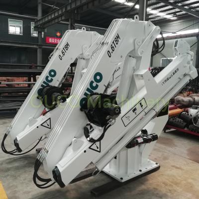 China 0.6T 8M Telescopic Offshore Pedestal Crane Knuckle Silver Boom Hydraulic voor Marine Working Te koop