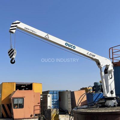 China Stijf Boomjacht Mariene 1.5t 4m Zeevoetstuk Crane With Iacs Certified Te koop