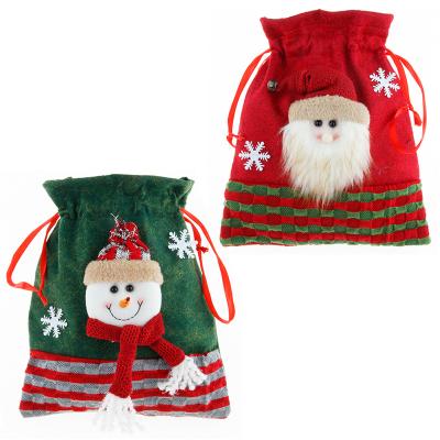 China Santa Gift Bag Candy Bag Durable Snowflake Drawstring Bag Crisp Merry Christmas Decorations For Home New Year for sale