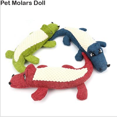 China Toy Dog Chew Doll Corn Velvet Stocked Animal Toy Squeaky Noise Toy Cleaning Teeth Supplies Interactive Crocodile Canvas Plush Dog Toy for sale