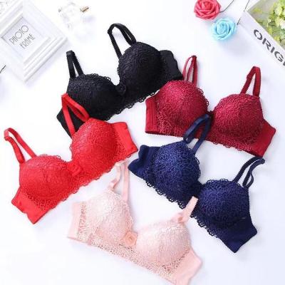 China Pump A B Cup Girl Bralette Panties Women Red Sexy Bra Panties Lace Up 32 Size Underwear Bra Brief Sets for sale