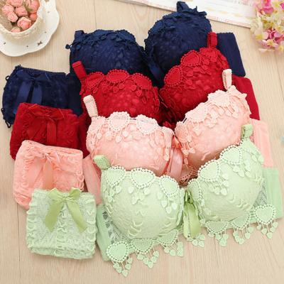 China Cute Attractive Pump Style Small Lady Sexy Bras B Cup Women And Girls Underwear Lovely Young Lift Up Panties Bra Set for sale