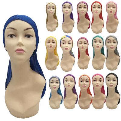 China Durag 100% holographic laser wrapping logo satin rag gold silk durag long tail head wrap custom head cover hood for sale