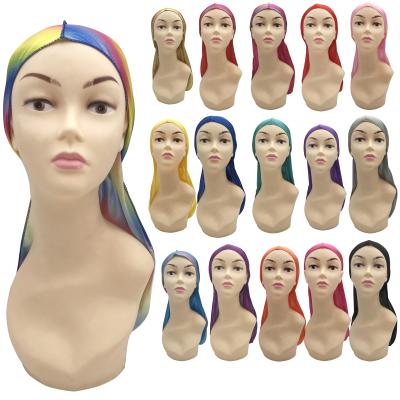 China Durag 100% holographic laser wrapping satin logo durag nature durag long tail head wrap custom silk hood head rag for sale