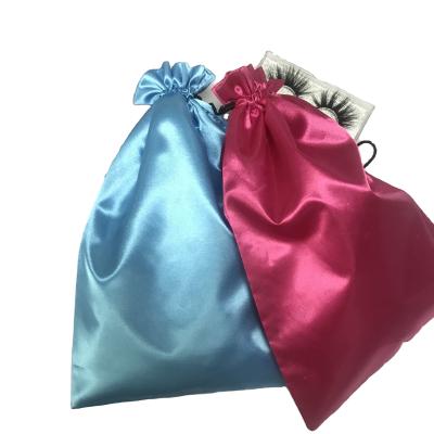 China Shopping Wholesale Silk Satin Bag For Hair Bundle String Bag Silk Colored Bag for sale