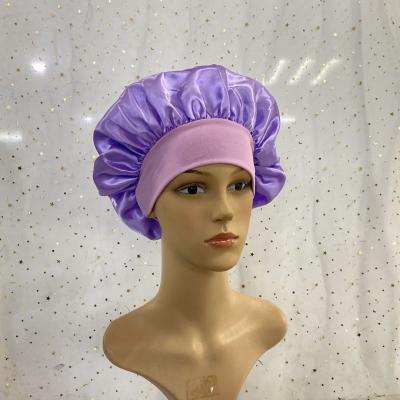 China Custom Solid Satin Hoods Colored Picture Nightcap Hoods Sleeping Around Hat Hair Hoods for sale