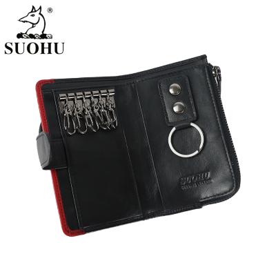 China Vintage SUOHU Unisex Card Holder Wallet Key Holder Customized Genuine Leather Key Bag Key Case For Men for sale