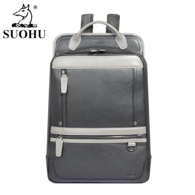 China 2021 Wholesale Black Anti-theft Bag Travel Shoulder Bag Men Genuine Leather Laptop Backpack for sale