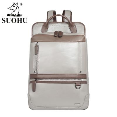 China SUOHU Custom Anti-theft Travel Rucksack Shoulder Bag Backpack Luxury Genuine Leather Bags For Men Backpack for sale