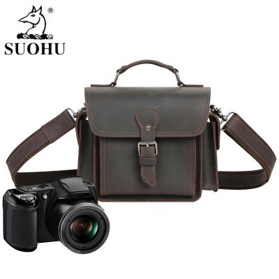 China Fashionable Durable Professional Leather Custom Leather Travel Camera Factory Digital Body Bag Camera Cross Backpack Bag for sale