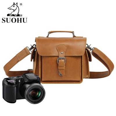 China Fashionable Durable Hot Sale Crazy Horse Shoulder Bag Camera Backpack Unisex High Quality Leather Bag For Outdoor Travel for sale