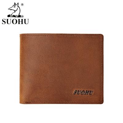 China OEM 2021 Hot Sale Minimalist Amazon RFID Blocking Slim Genuine Leather Bifold Men's Manufacturer Wallet Wallet for sale