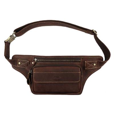 China Wholesale High-Grade Sport Bag Manufacturer Hot Sale Daily Life Fanny Pack Customized Vintage Genuine Men's Waterproof Waist Bag Leather Waist Bag for sale