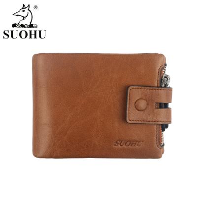 China RFID Factory In Stock RFID Blocking Slim Men's Bifold Wallet Custom LOGO With Coin Pocket Smart Small Wallet Luxury Leather Men for sale