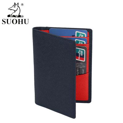 China Custom Vintage Fashion New Design Vintage Logo Rfid Blocking Leather Mini Cardholder Leather Credit Card Holder Bifold Wallet For Man for sale