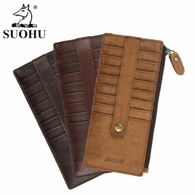 China Popular Design Men's Wallets Brown Leather Wallet Men Wholesale RFID Fashion Men's Long Wallet for sale