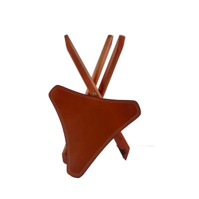 China SUOHU Popular Genuine Leather Collapsible Mini Camping Stool Chair Triangle Folding Camping Stool for sale