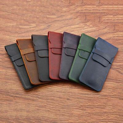 China Vintage Custom Promotional Pen Holder Pouch Customized Leather Pencil Pen Case Bag Pouch Holder Pouch for sale