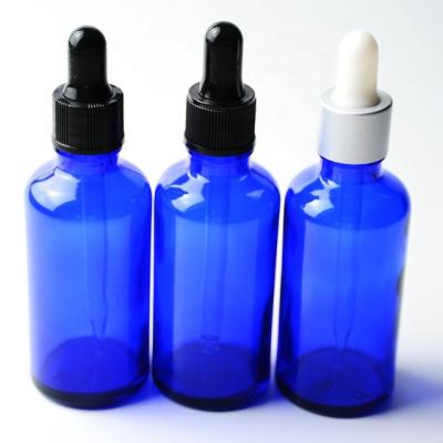 China Personal Care 50ml Blue Dropper Essential Oil Spray Glass Bottle for sale