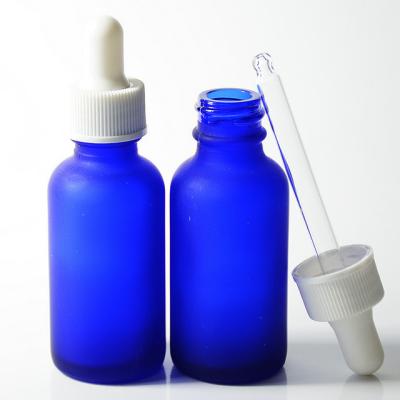 China Personal Care 30ml Boston Glass Bottle Massage Oil Perfume Oil Glass Bottle Personal Blue Essence Bottle for sale