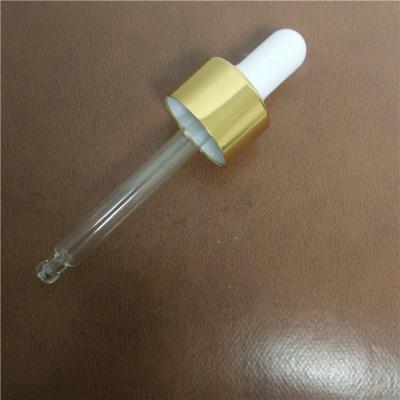 China Non Spill Gold 20-400 Glass Dropper Cap With Glass Pipette For 30ml And 60ml Bottle for sale