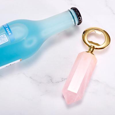 China Viable Exquisite Natural Rose Crystal Stone Beer Wine Bottle Opener for sale