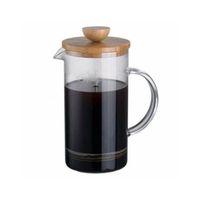 China Sustainable Press Bamboo French Coffee Lid French Borosilicate Glass Borosilicate Glass and BPA Free Coffee Press for sale